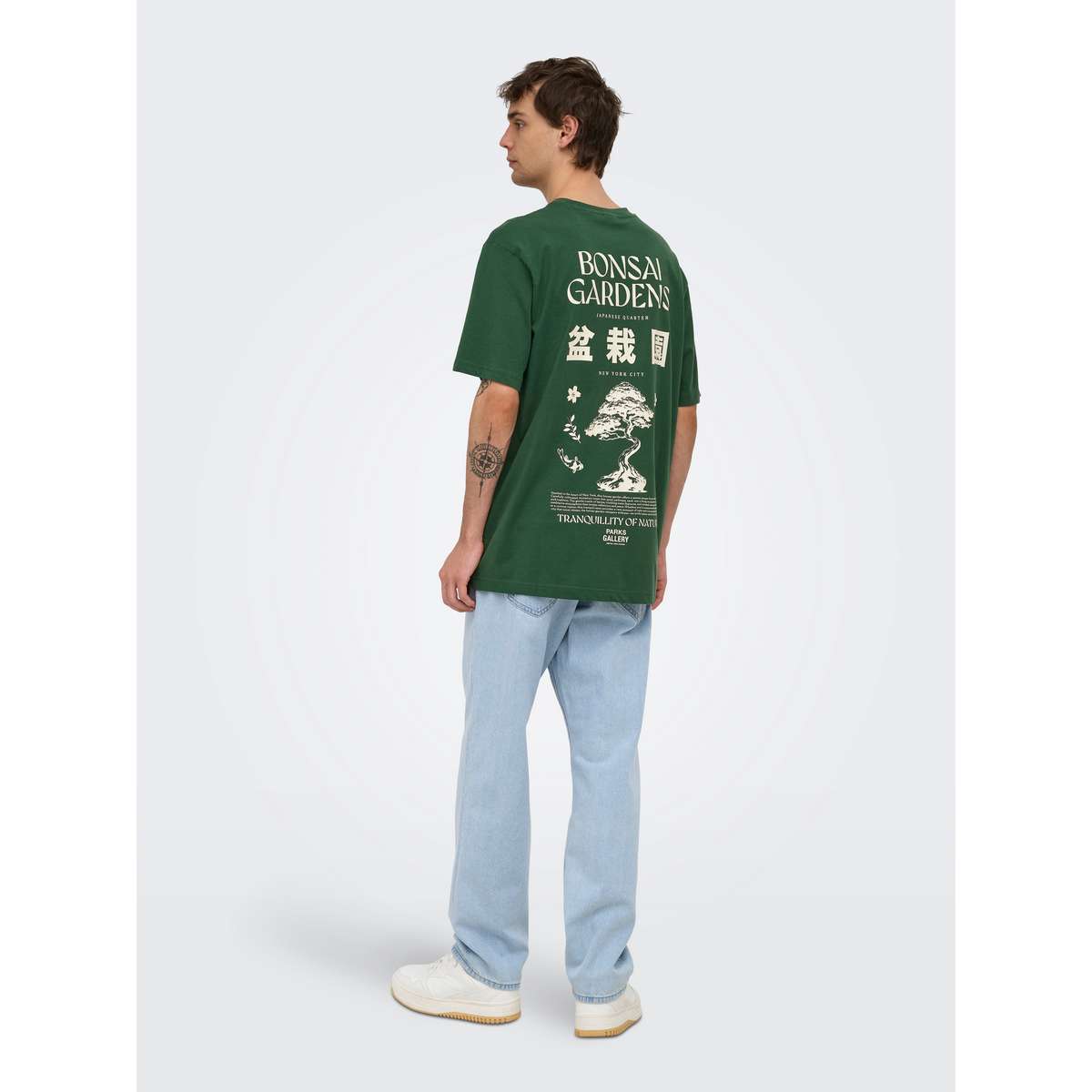 ONLY & SONS MENS RELAXED FIT COTTON AXEL BONSAI TEE GREEN Pineneedle BONSAI 22039583-5088995